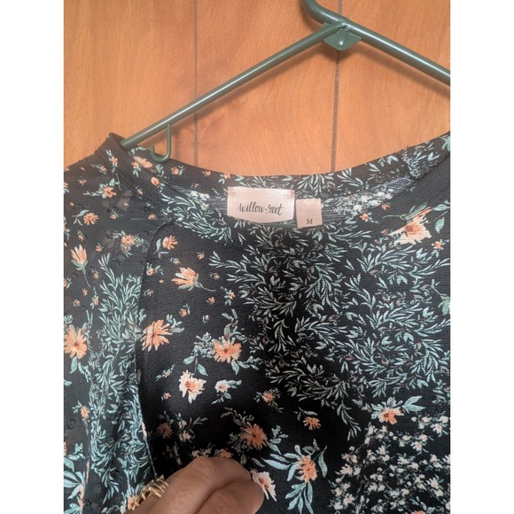 Floral Black Sheer Women's Top - Picture 4 of 5